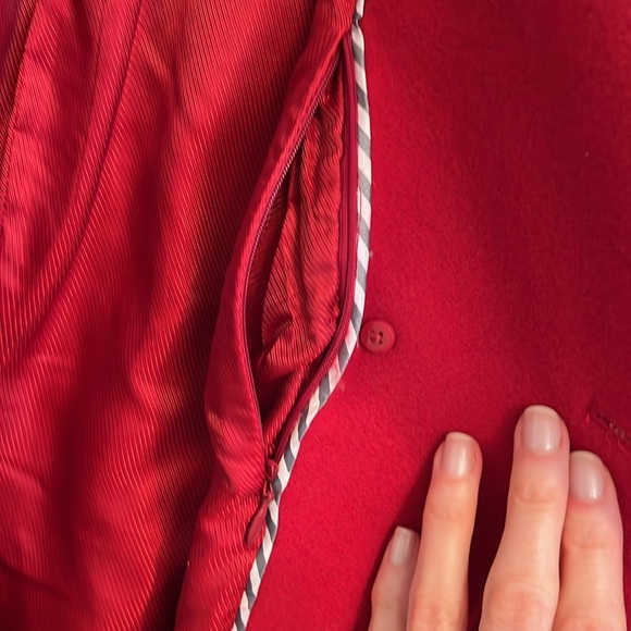 Banana Republic Wool Petite size Large Red Pea Coat - Picture 11 of 13